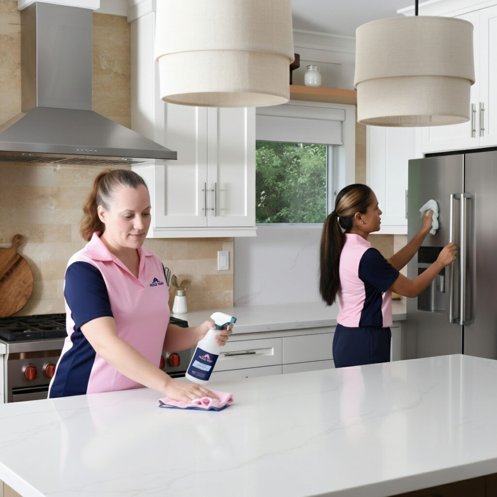 Two MOLLY MAID professionals providing professional home cleaning services while homeowners enjoy free time